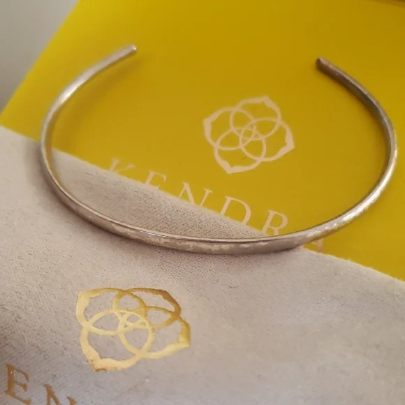 Kendra Scott Silver Thin Cuff Bangle w/ Kira Pierced Earrings - Picture 11 of 17